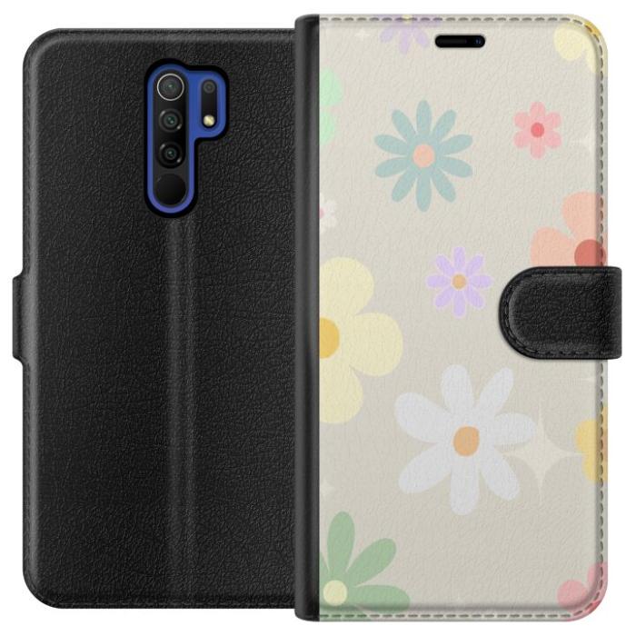 iSecrets - Plånboksfodral till Xiaomi Redmi 9 med fejdande blommor