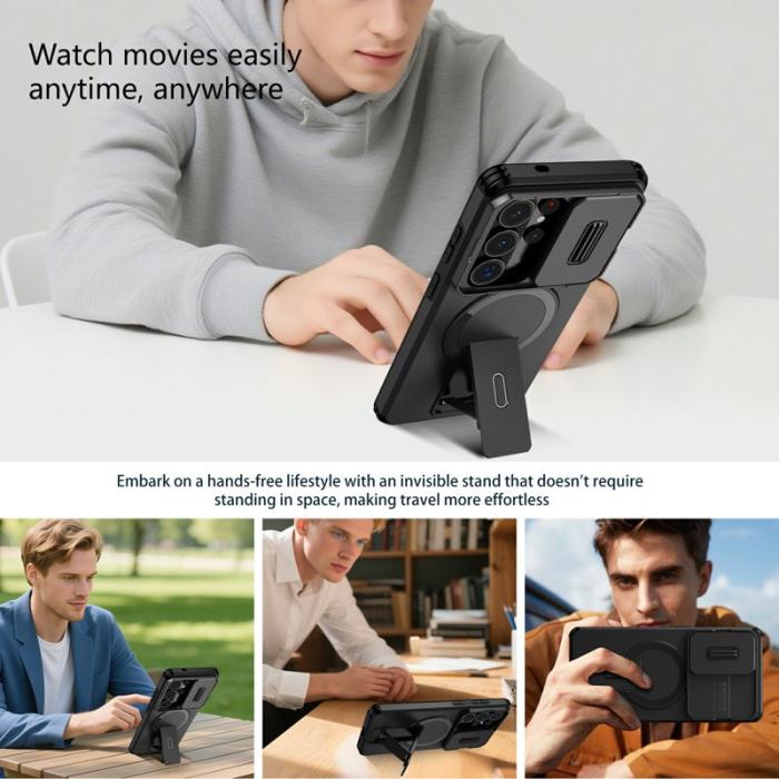 OEM - Mobilskal för Samsung Galaxy S26 Ultra Magnetiskt Kickstand PC + TPU - Svart