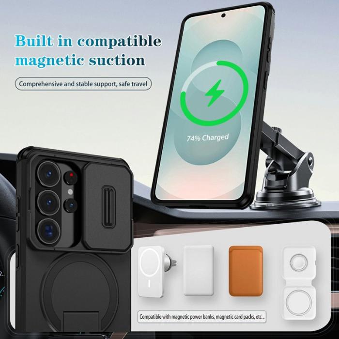 OEM - Mobilskal för Samsung Galaxy S26 Ultra Magnetiskt Kickstand PC + TPU - Svart