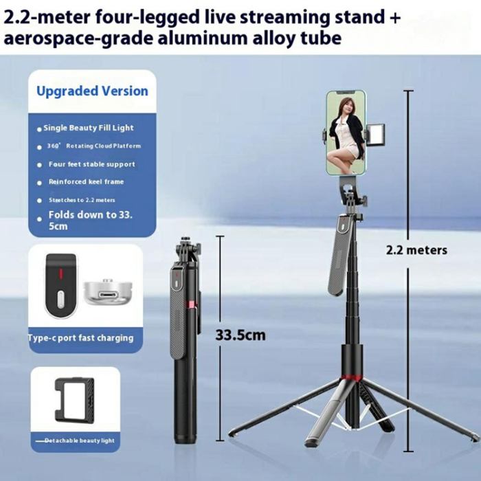 OEM - Selfiestick Bluetooth med Enkel Lampa V1 P185MAX
