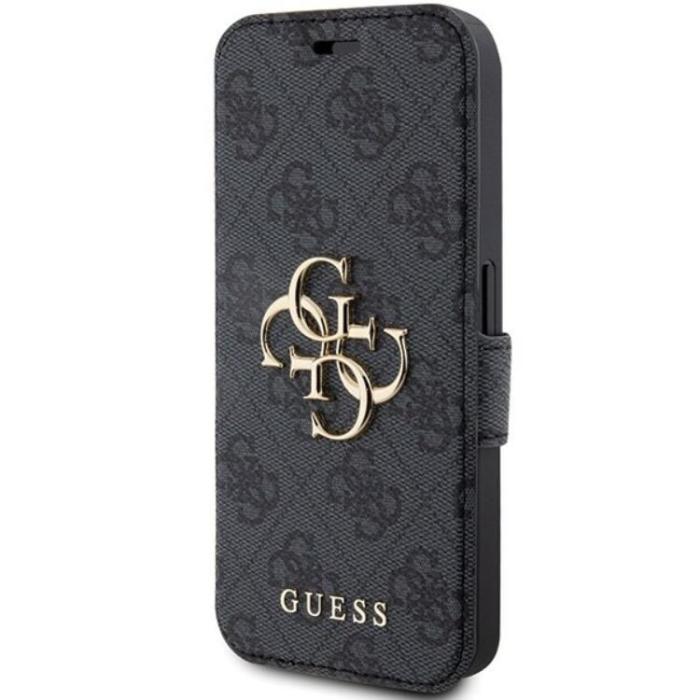 Guess - Guess iPhone 15 Pro Plånboksfodral Metall Logo - Grå
