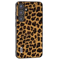 ABEEL - ABEEL Mobilskal till Samsung Galaxy S24 L&auml;derbelagt Leopardm&ouml;nster Guld