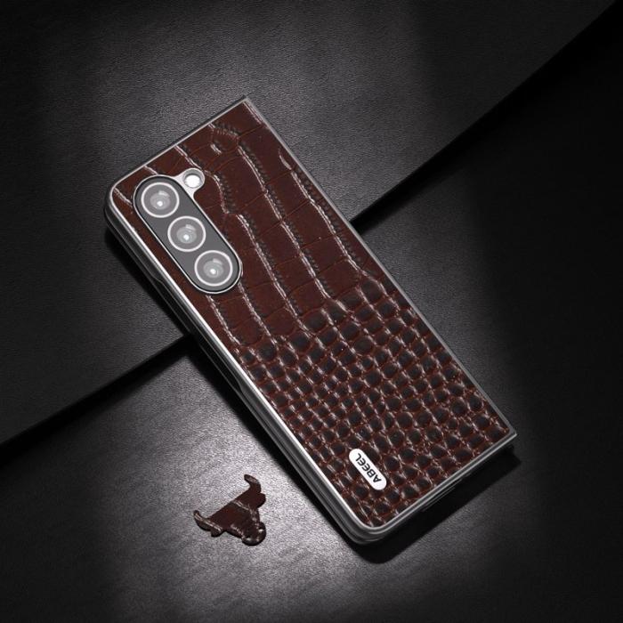 ABEEL - ABEEL Mobilskal till Samsung Galaxy Z Fold5 5G i Äkta Läder - Brun