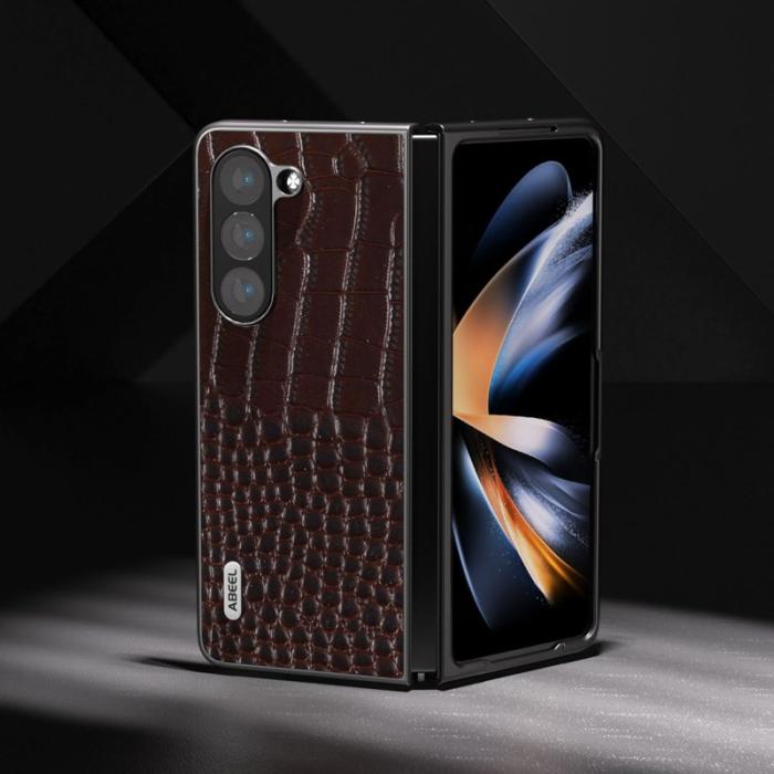 ABEEL - ABEEL Mobilskal till Samsung Galaxy Z Fold5 5G i Äkta Läder - Brun