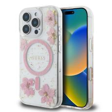 Guess - Guess Mobilskal till iPhone 16 Pro MagSafe Resin Flower Glitter - Rosa