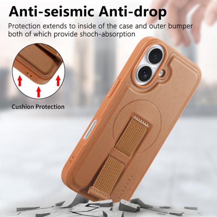 CASENEO - CASENEO iPhone 16 Plus Fodral Magnetiskt KonstLäder - Brun