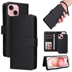 BETOPNICE - BETOPNICE iPhone 15 Pl&aring;nboksfodral Magnetiskt Avtagbart Konstl&auml;der - Svart