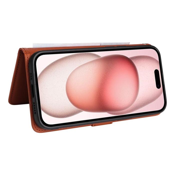 BETOPNICE - BETOPNICE iPhone 15 Plånboksfodral Magnetiskt Avtagbart Konstläder - Brun