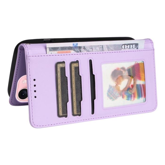 BETOPNICE - BETOPNICE iPhone 15 Plånboksfodral Magnetiskt Avtagbart Konstläder - Lila
