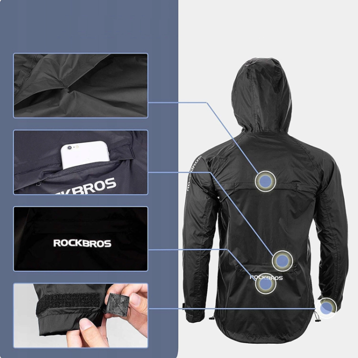 Rockbros - Rockbros Ventilerande Vindtät Regnjacka M - Svart