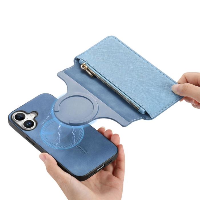 CASENEO - CASENEO iPhone 16 Plus Plånboksfodral Konstläder - Blå