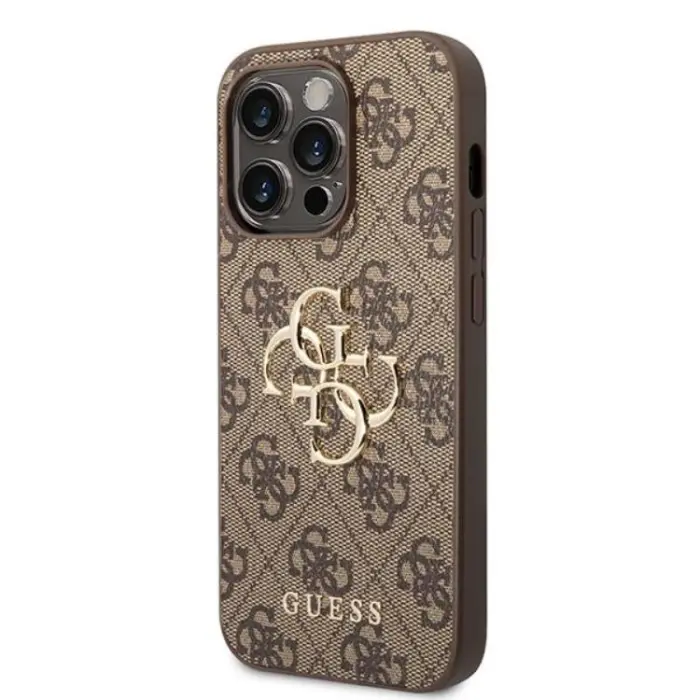 Guess - Guess iPhone 15 Pro Mobilskal Big Metall Logo - Brun