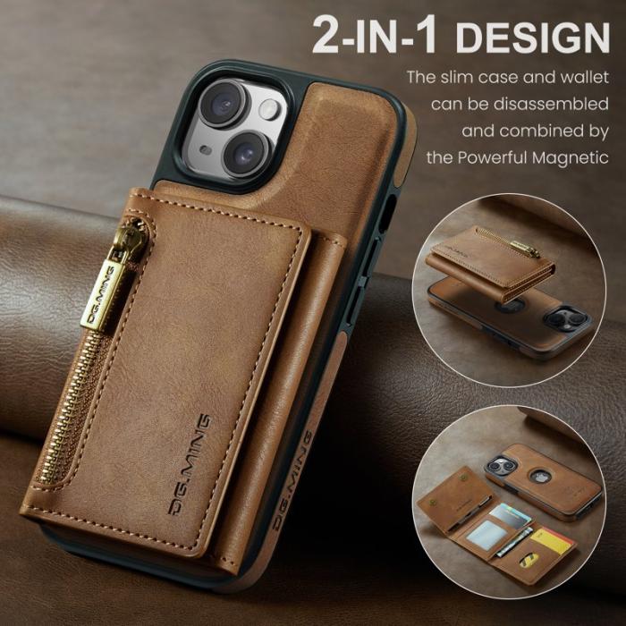 DG.MING - DG.MING M5 Series Mobilskal till iPhone 14 Plus Magnetiskt Konstläder Brun
