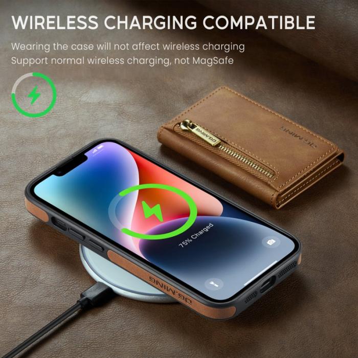 DG.MING - DG.MING M5 Series Mobilskal till iPhone 14 Plus Magnetiskt Konstläder Brun