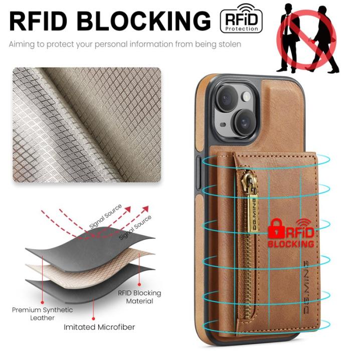 DG.MING - DG.MING M5 Series Mobilskal till iPhone 14 Plus Magnetiskt Konstläder Brun