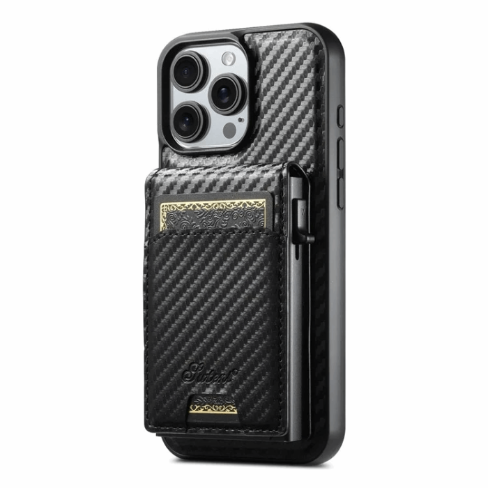 SUTENI - SUTENI iPhone 16 Pro Mobilskal Magsafe Korthållare Carbon Fiber