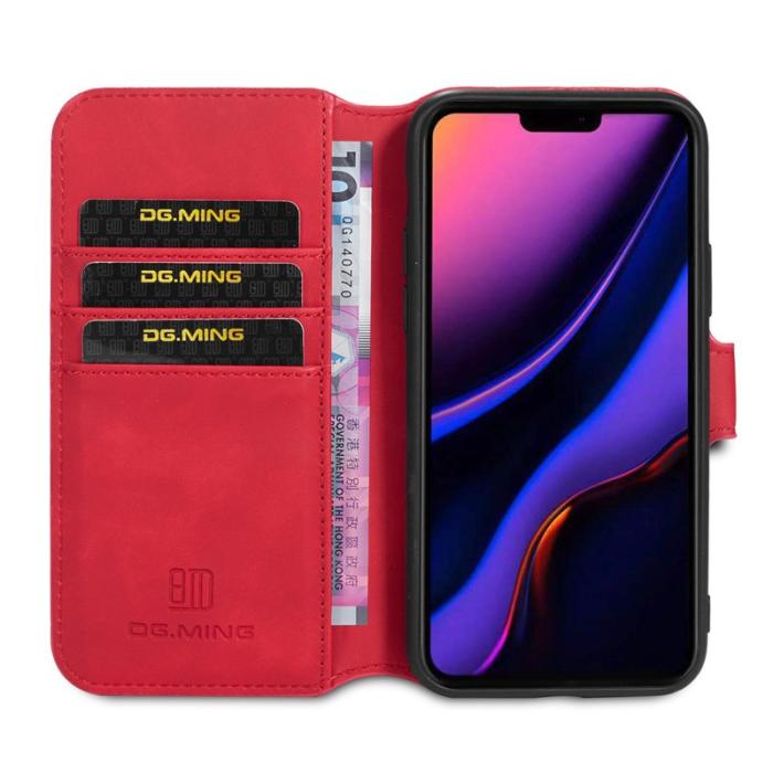 DG.MING - DG.MING Retro Wallet Mobilskal i Konstläder för iPhone 11 Pro Max - Röd