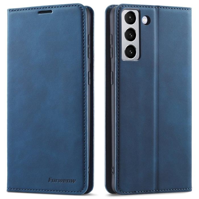 FORWENW - FORWENW Galaxy S22 Plånboksfodral Konstläder - Magnetisk - Blå