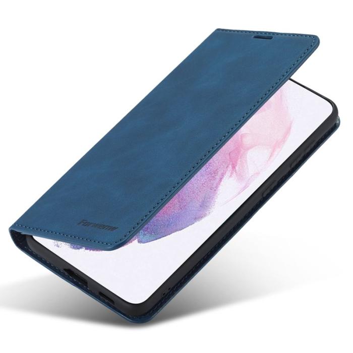 FORWENW - FORWENW Galaxy S22 Plånboksfodral Konstläder - Magnetisk - Blå