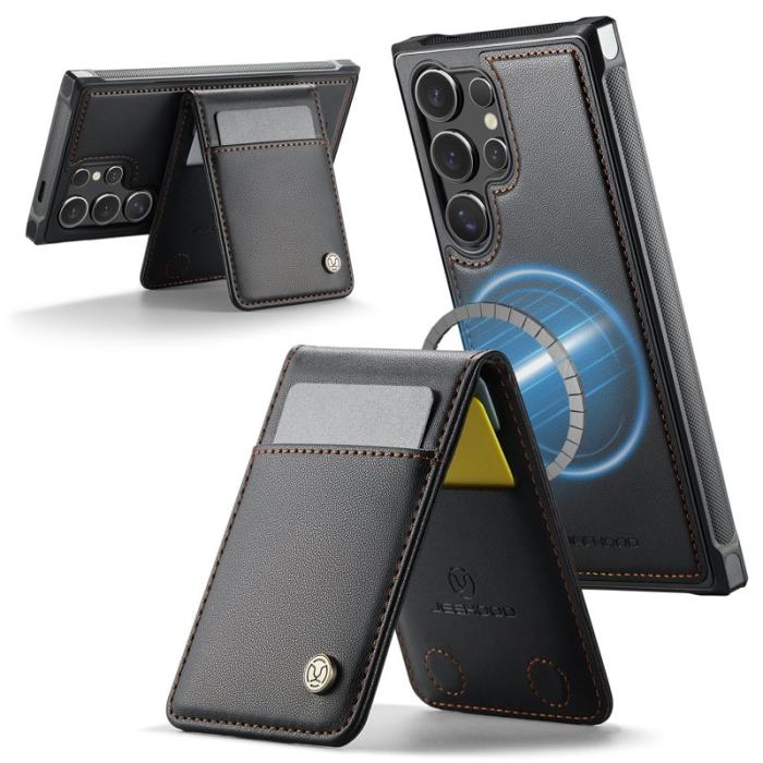 JEEHOOD - JEEHOOD J06 Konstläder fodral till Samsung Galaxy S23 Ultra - Svart