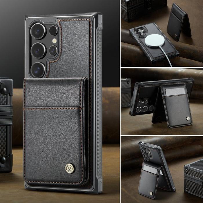 JEEHOOD - JEEHOOD J06 Konstläder fodral till Samsung Galaxy S23 Ultra - Svart
