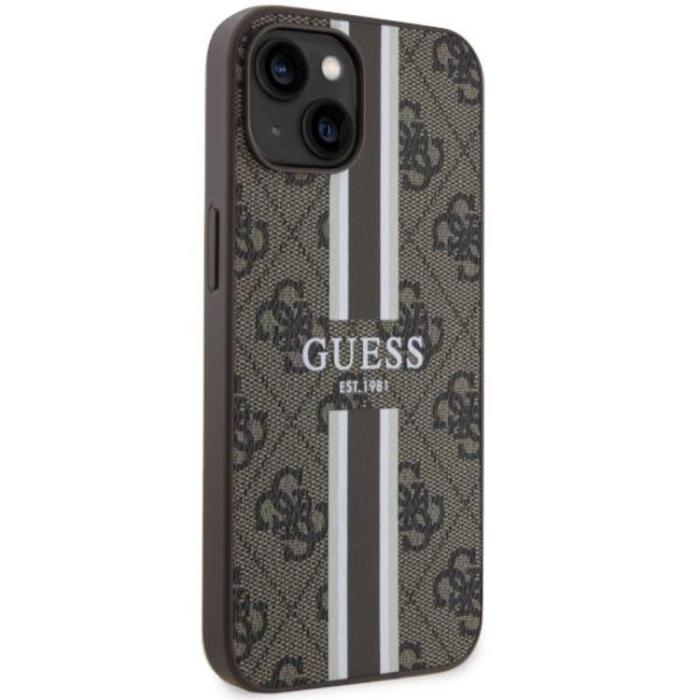 Guess - Guess iPhone 14 Plus Mobilskal MagSafe Printed Stripes Brun
