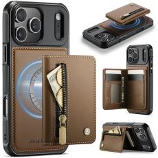 JEEHOOD - JEEHOOD J12 Pl&aring;nboksfodral iPhone 17 Pro Magnetisk Konstl&auml;der Brun
