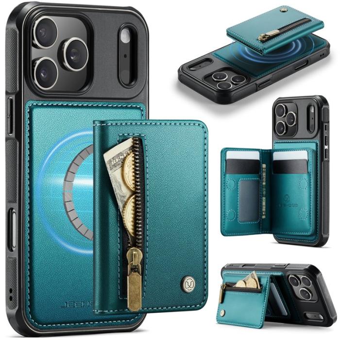 JEEHOOD - JEEHOOD J12 Plånboksfodral för iPhone 17 Pro Konstläder Blå