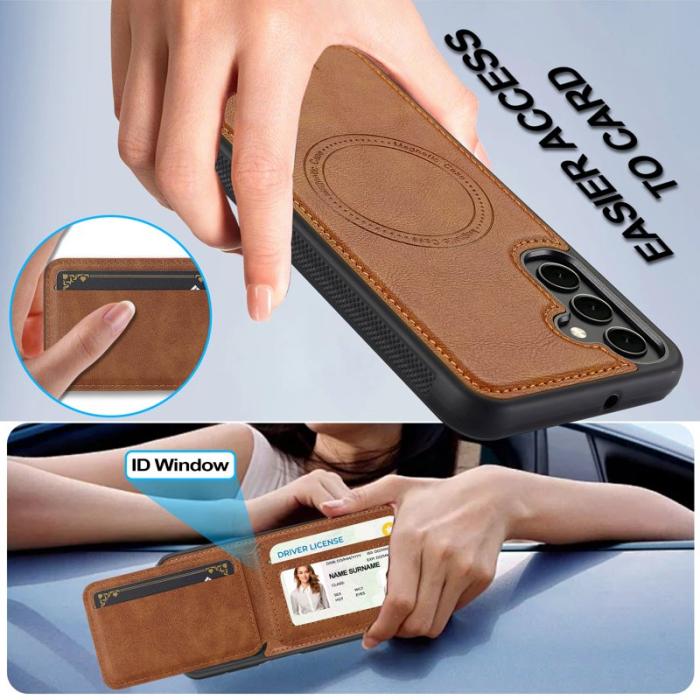 LC.imeeke - LC.IMEEKE L3 Samsung Galaxy S24 FE Fodral KonstLäder - Brun
