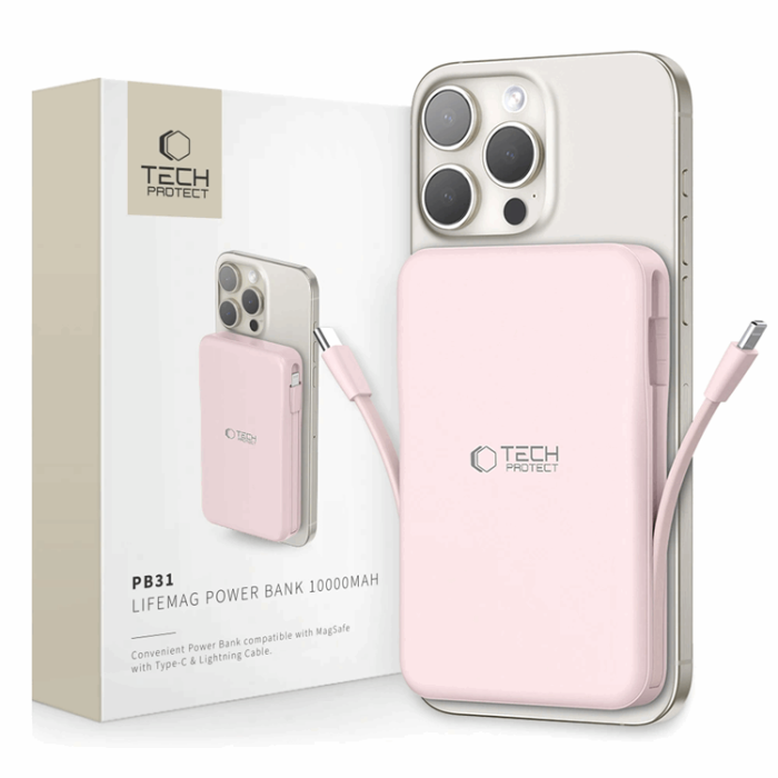 Tech-Protect - Tech-Protect Magsafe Powerbank 10000mAh PB31 LifeMag - Rosa
