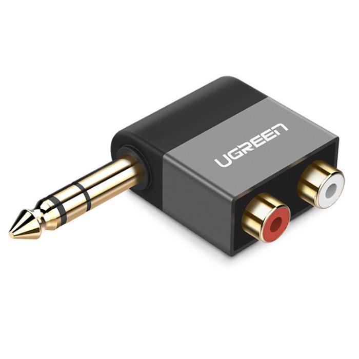 UTGATT1 - Ugreen Audio Jack Adapter 6.35mm Male Till 2xRCA Female - Svart