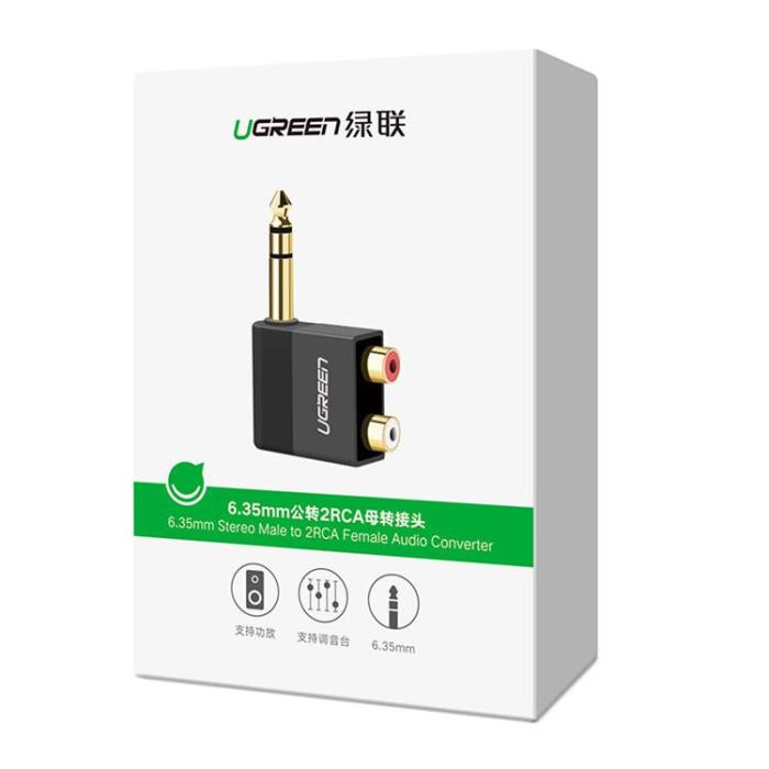 UTGATT1 - Ugreen Audio Jack Adapter 6.35mm Male Till 2xRCA Female - Svart