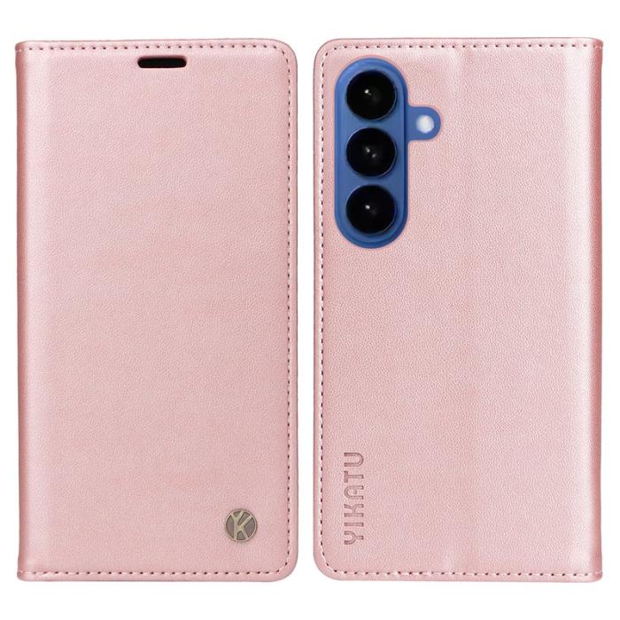 YIKATU - YIKATU Samsung Galaxy S26 Plus Skal PU Läder Magnetisk Stängning - Roséguld