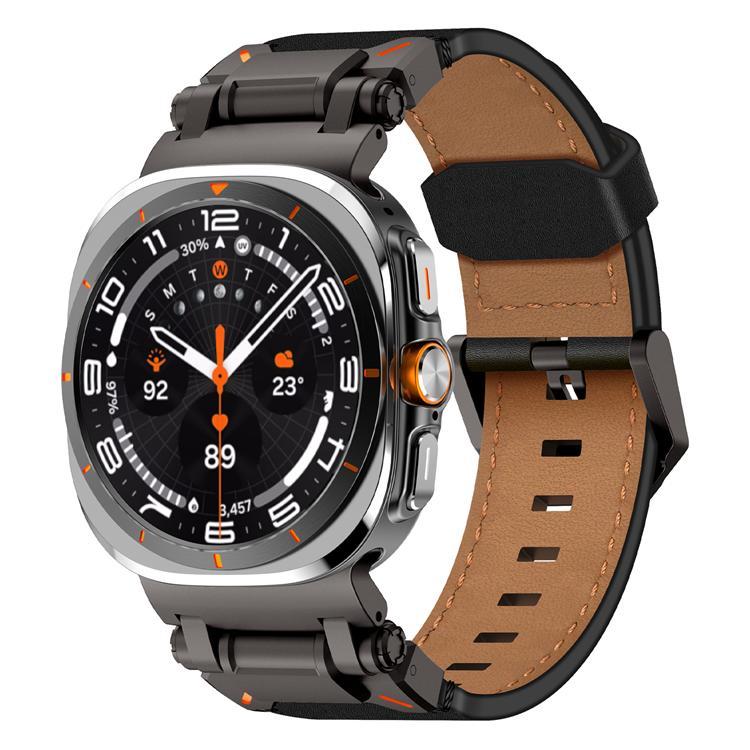 Galaxy Watch Ultra (47mm) Armband Svart Äkta Läder - Svart | 5123 | AlltMobil