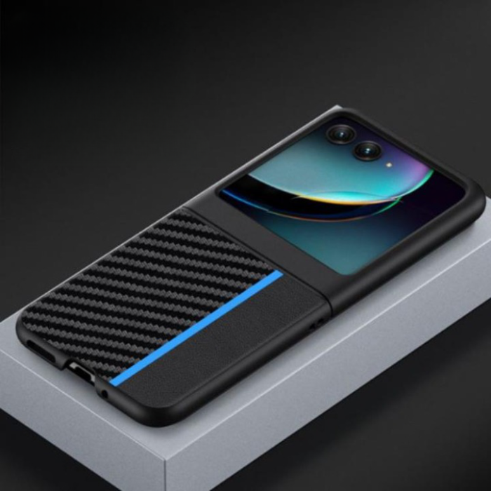 A-One Brand - Motorola Rzar 40 Ultra Mobilskal Carbon Fiber Läder - Guld