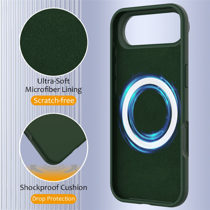 A-One Brand - iPhone 17 Air Mobilskal MagSafe Silikon Anti-Drop - Mörkgrön