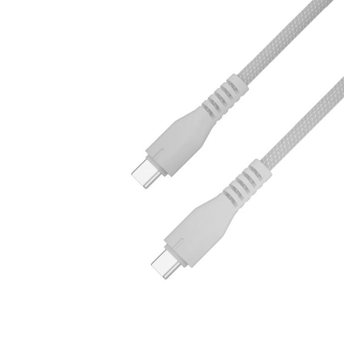 QUALO - QUALO USB-C till USB-C Kabel 3A 1.5m Nylon QKN-CC-018 - Silver