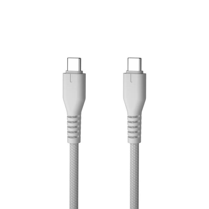 QUALO - QUALO USB-C till USB-C Kabel 3A 1.5m Nylon QKN-CC-018 - Silver
