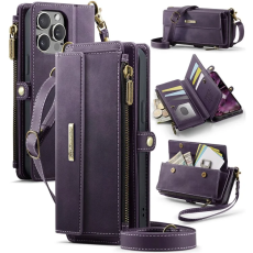 Caseme - Caseme iPhone 14 Pro Plånboksfodral RFID Blocking Zipper - Lila