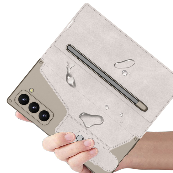 GKK - GKK Galaxy Z Fold 7 Plånboksfodral Pennhållare Med Härdat Glas - Grå