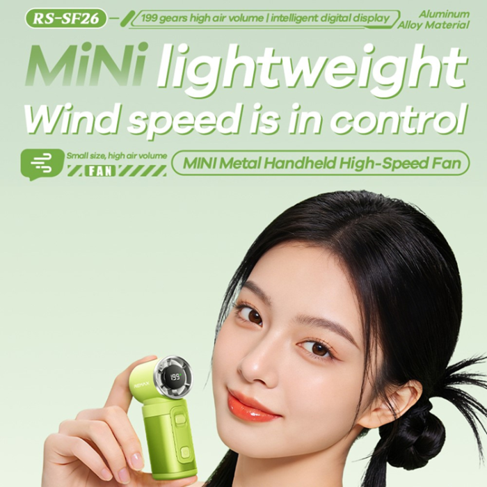 Remax - Remax Mini Handhållen Fläkt RS-SF26 3000mAH Metal - Blå