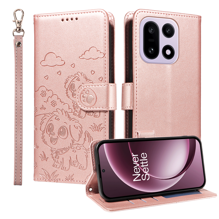 OnePlus 15 Konstläder Plånboksfodral RFID-Skydd Imprinted Dog Pattern | 2353 | AlltMobil