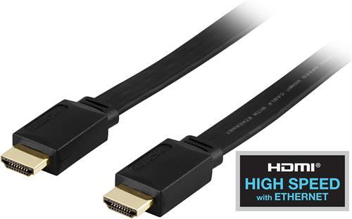 DELTACO platt HDMI kabel, 1.5m - Svart