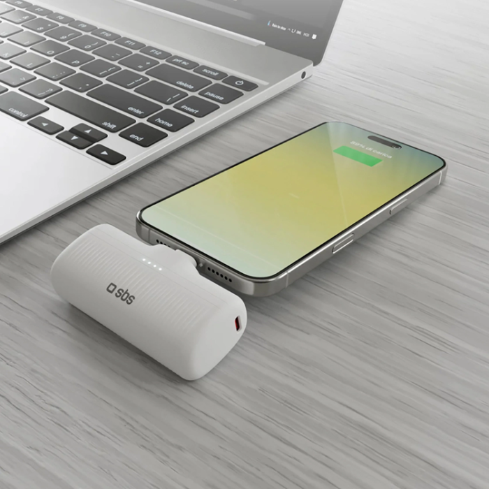 SBS - SBS Powerbank 5000mAh 10W med USB-C Hamn EcoPower - Vit