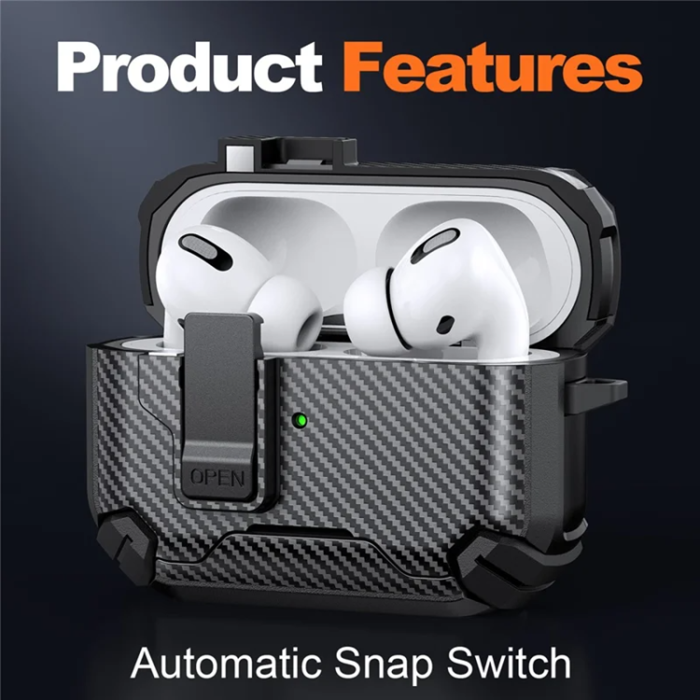 A-One Brand - AirPods Pro 2 Skal Magsafe Carbon Fiber med Karbinhake - Röd
