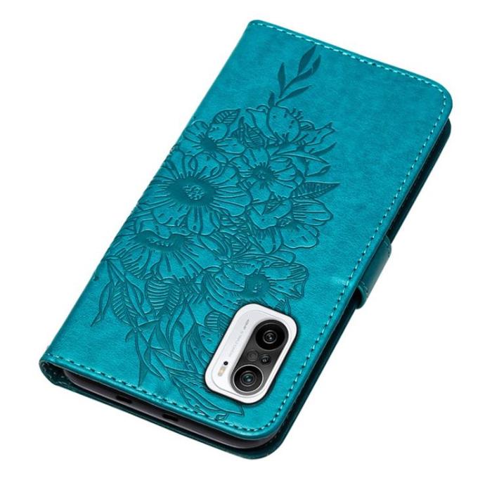 A-One Brand - Butterfly Flower Imprinted Plånboksfodral Xiaomi 12 Pro - Blå