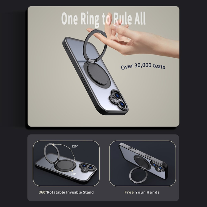 A-One Brand - iPhone 17 Mobilskal MagSafe TPU+PC Kickstand - Svart