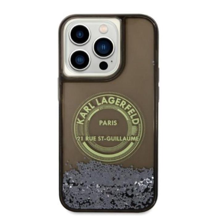 KARL LAGERFELD - Karl Lagerfeld iPhone 14 Pro Skal Liquid Glitter RSG - Svart