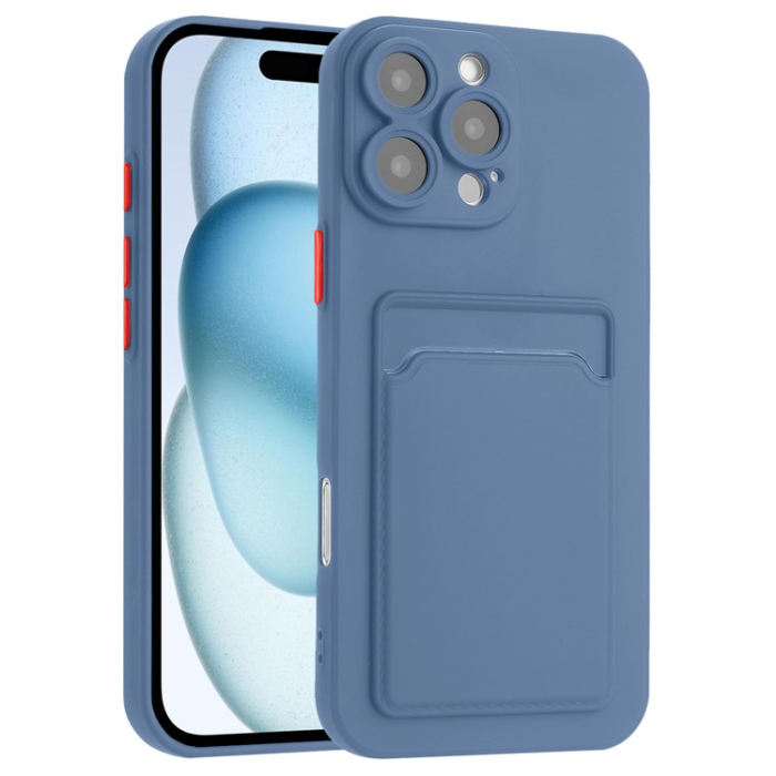 A-One Brand - iPhone 16 Pro Mobilskal Korthållare TPU - Gråblå