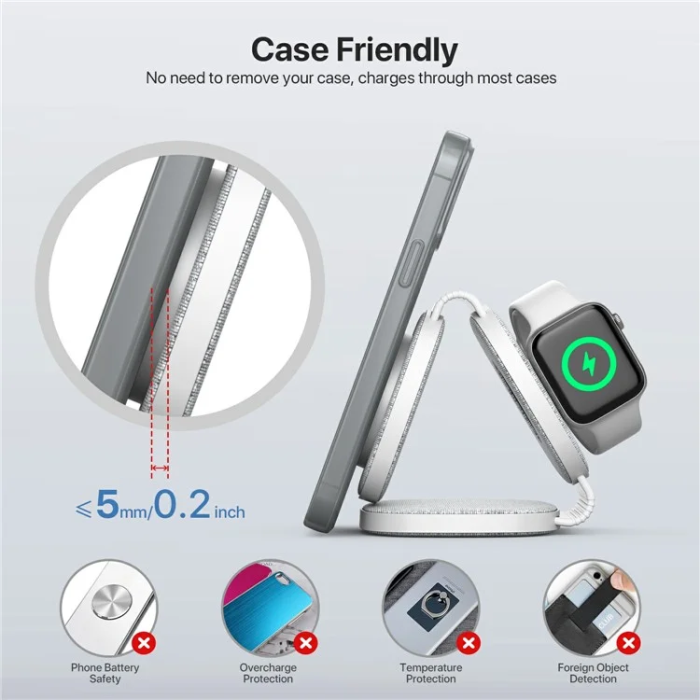 OEM - 3in1 MagSafe Trådlös Laddare iPhone, Apple Watch, Airpods